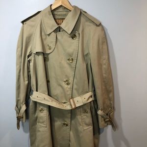 Vtg Burberry Khaki Trench Coat Rare Check 48 Short